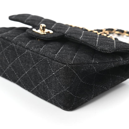 Chanel Denim Quilted Small Double Flap Black 7 of 10