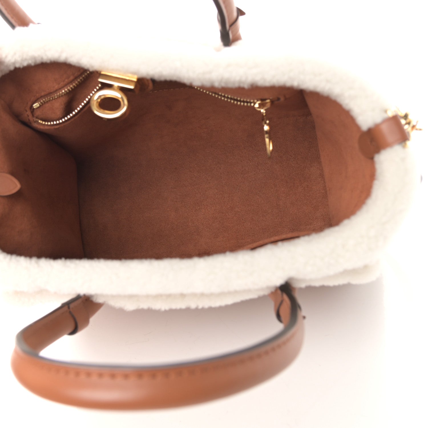 Louis Vuitton Grained Calfskin Shearling On My Side PM Caramel 5 of 10