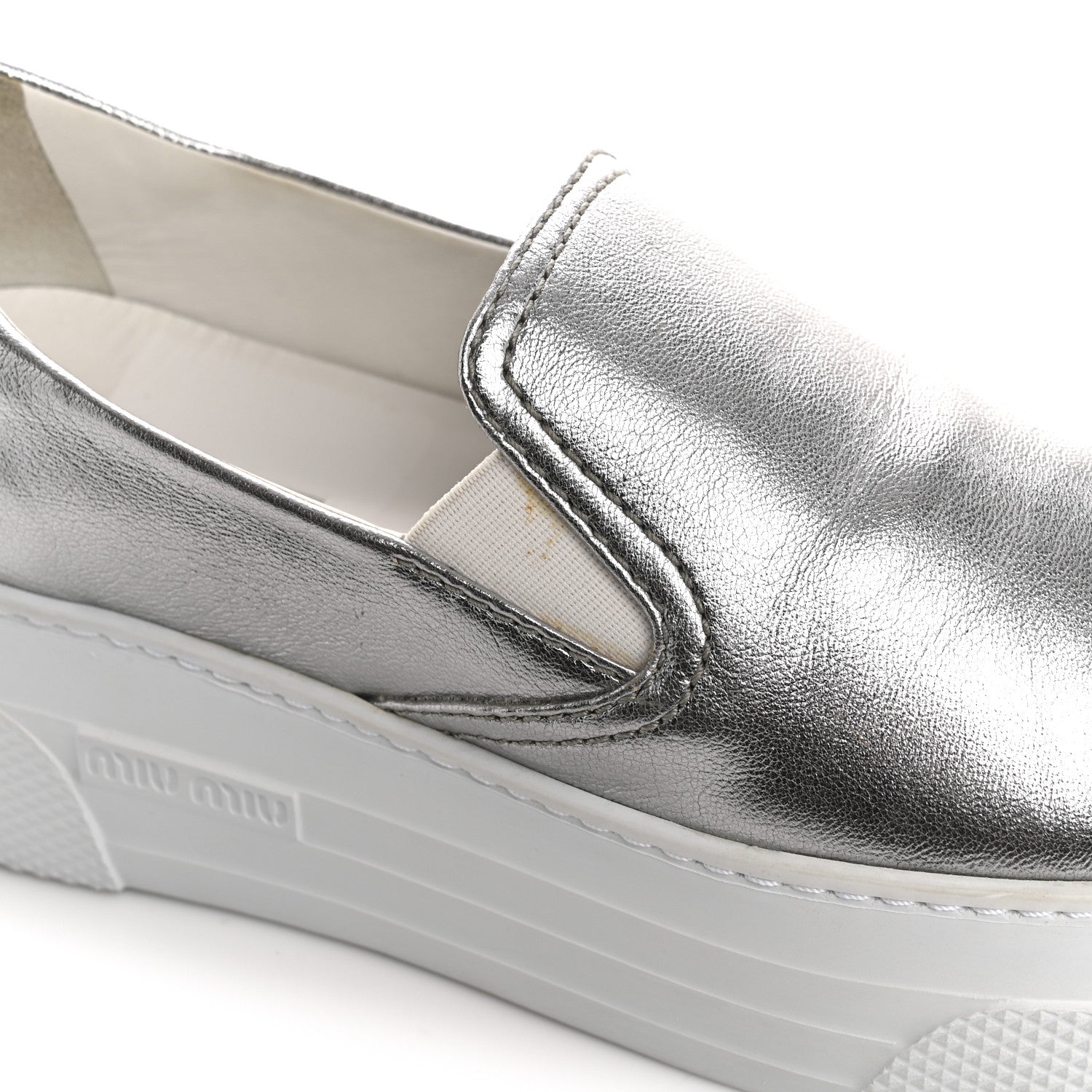 Miu Miu Mordore Crystal Embellished Womens Slip On Trainers 36 Cromo 11 of 14