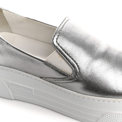 Miu Miu Mordore Crystal Embellished Womens Slip On Trainers 36 Cromo 11 of 14