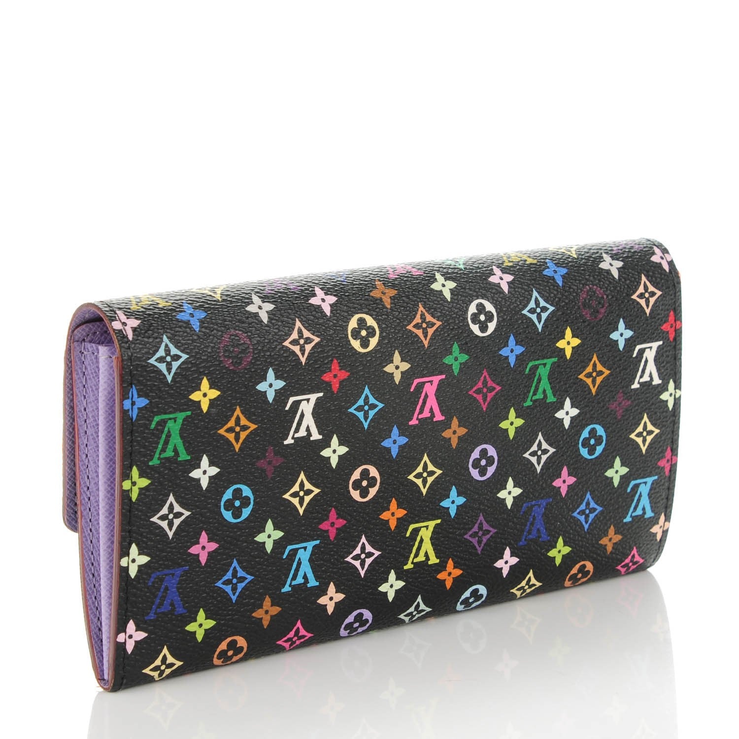 Louis Vuitton Monogram Multicolor Sarah Wallet Black Violet 3 of 7