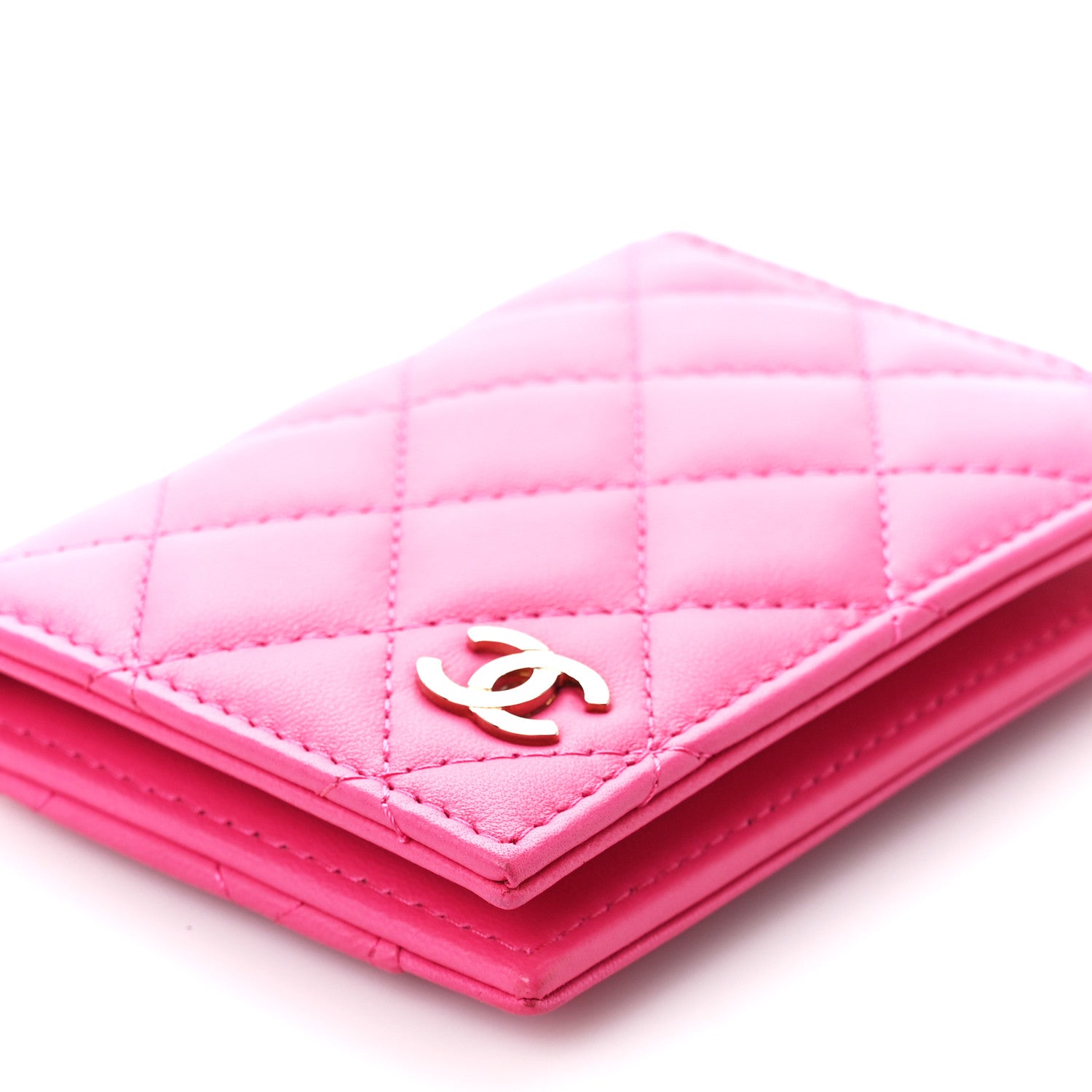 Chanel Lambskin Quilted Card Holder Wallet Fuchsia 11 of 14