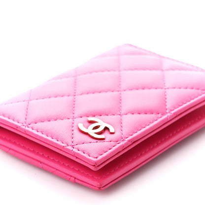 Chanel Lambskin Quilted Card Holder Wallet Fuchsia 11 of 14