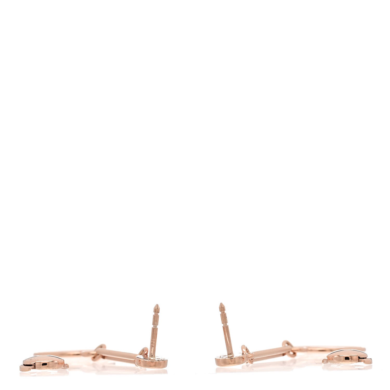 Hermes 18K Rose Gold PM Ex-Libris Drop Earrings 3 of 5