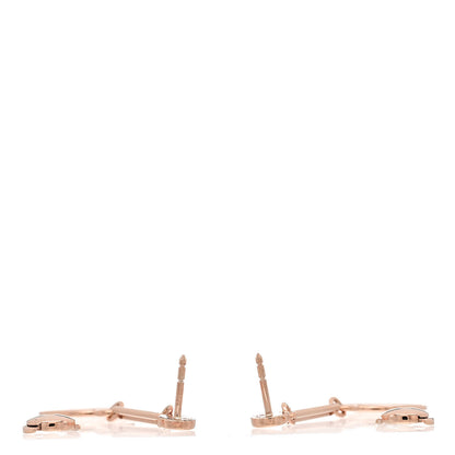 Hermes 18K Rose Gold PM Ex-Libris Drop Earrings 3 of 5