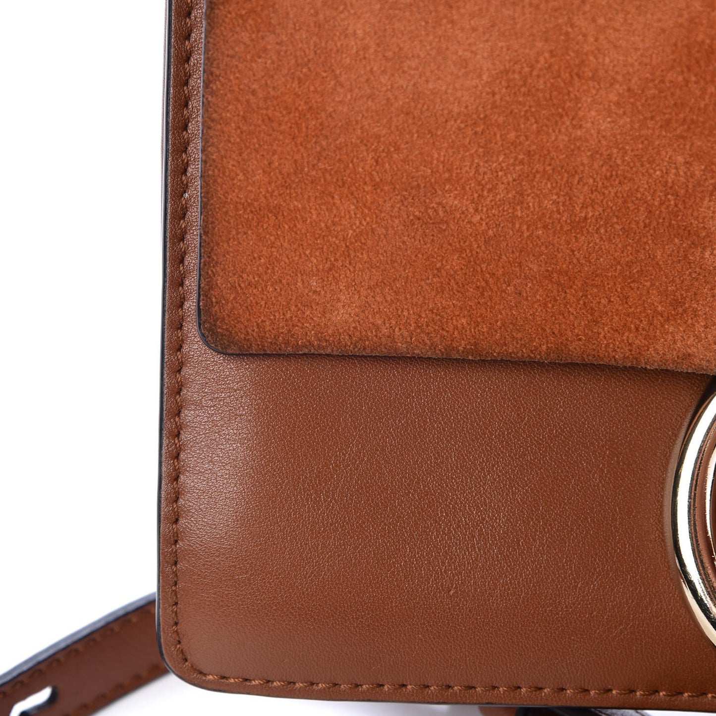 Suede Calfskin Small Faye Shoulder Bag Tobacco