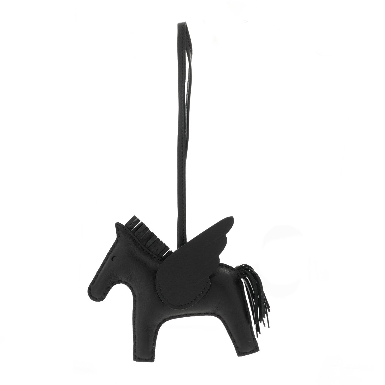 Hermes Milo Lambskin Grigri Rodeo Horse Bag Charm MM So Black 1 of 6