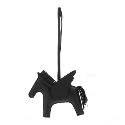 Hermes Milo Lambskin Grigri Rodeo Horse Bag Charm MM So Black 1 of 6