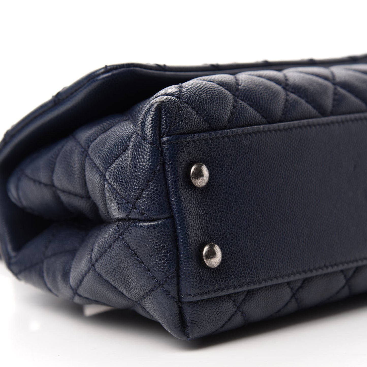 Caviar Quilted Mini Coco Handle Flap Navy Blue