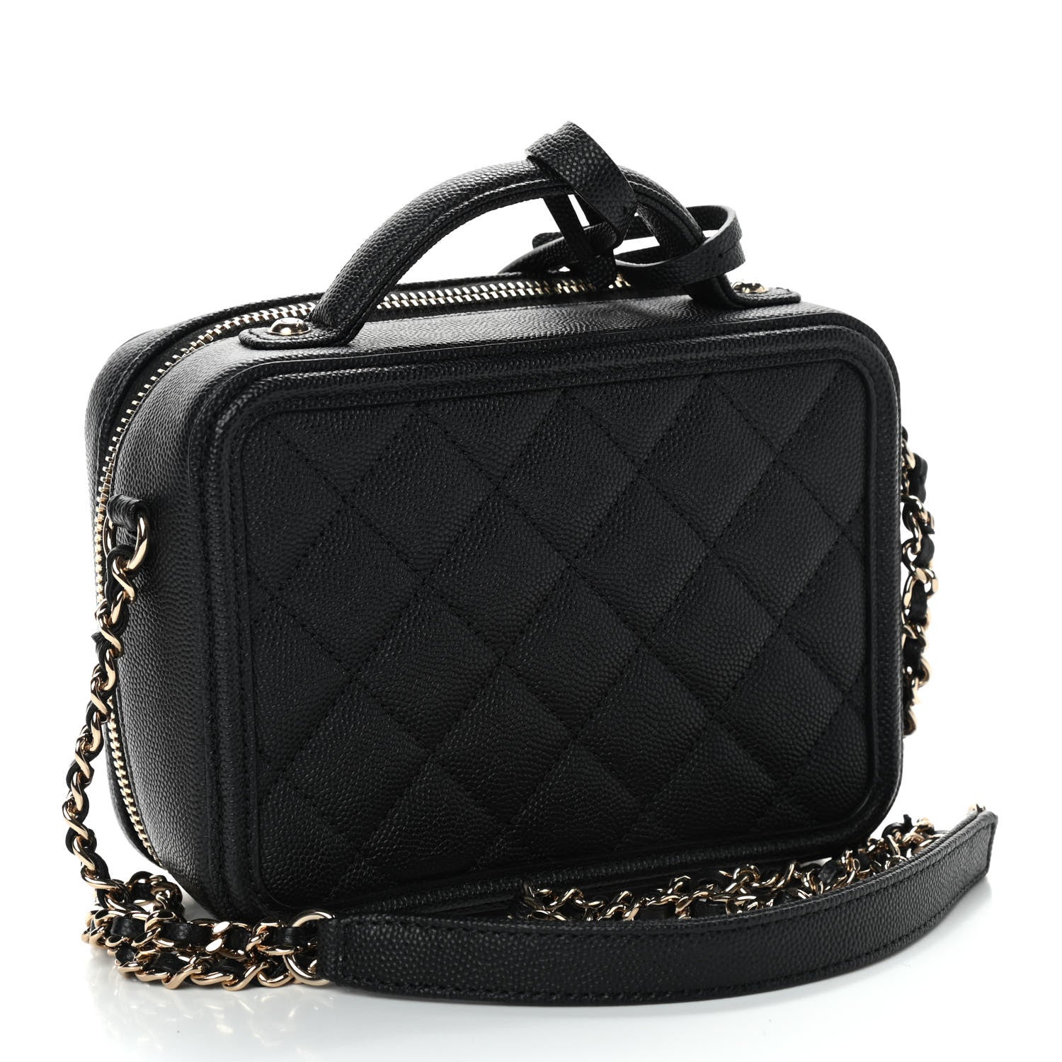 Chanel Caviar Quilted Small CC Filigree Vanity Case Black 3 of 9