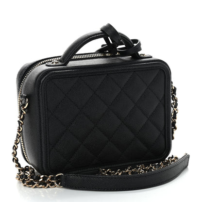 Chanel Caviar Quilted Small CC Filigree Vanity Case Black 3 of 9