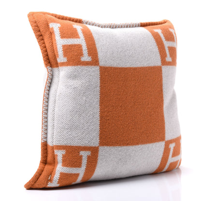 Hermes Wool Cashmere Avalon Pillow PM Ecru Potiron 2 of 2