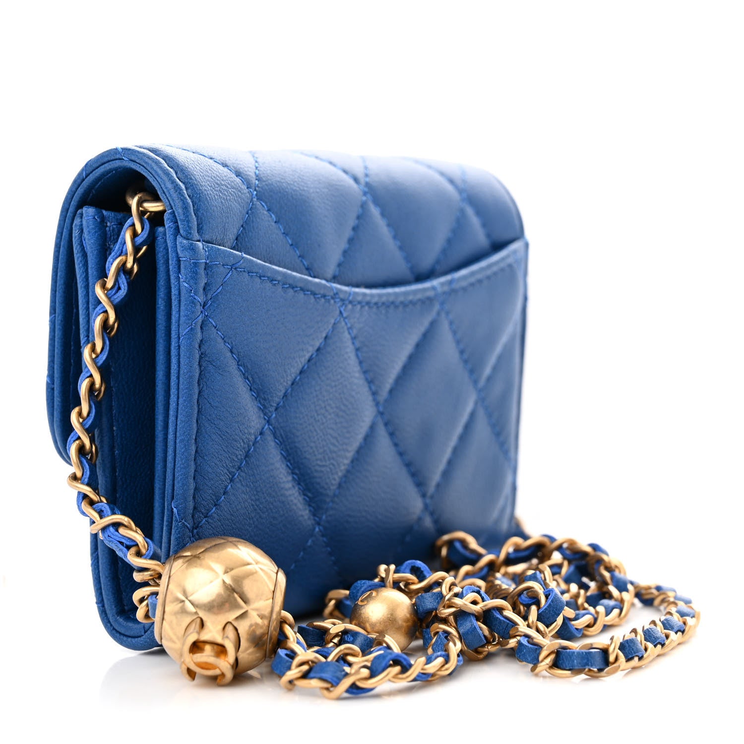 Chanel Lambskin Quilted Pearl Crush Clutch With Chain Blue 3 of 13