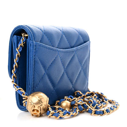 Chanel Lambskin Quilted Pearl Crush Clutch With Chain Blue 3 of 13