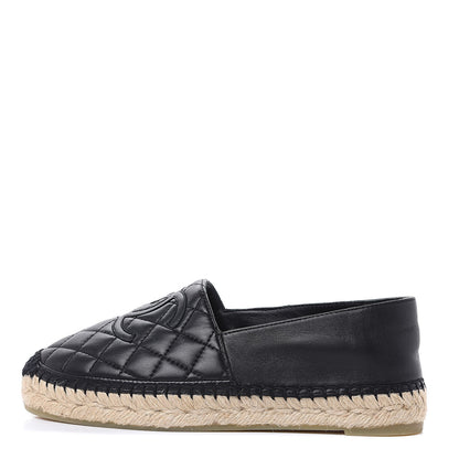 Chanel Lambskin Quilted CC Espadrilles 36 Black 1 of 9
