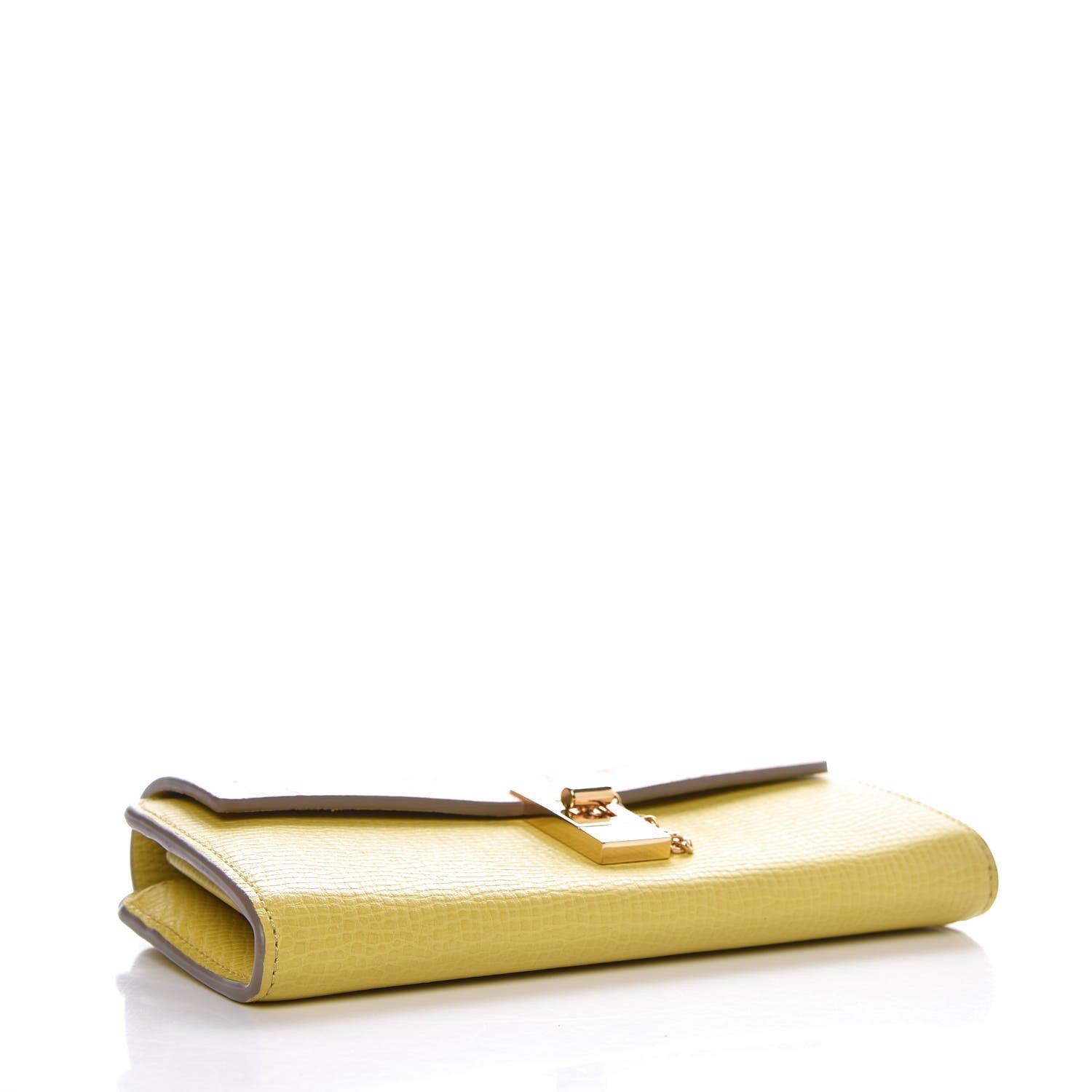 Chloe Grained Calfskin Lambskin Drew Long Wallet with Flap Yellow Beige 4 of 11