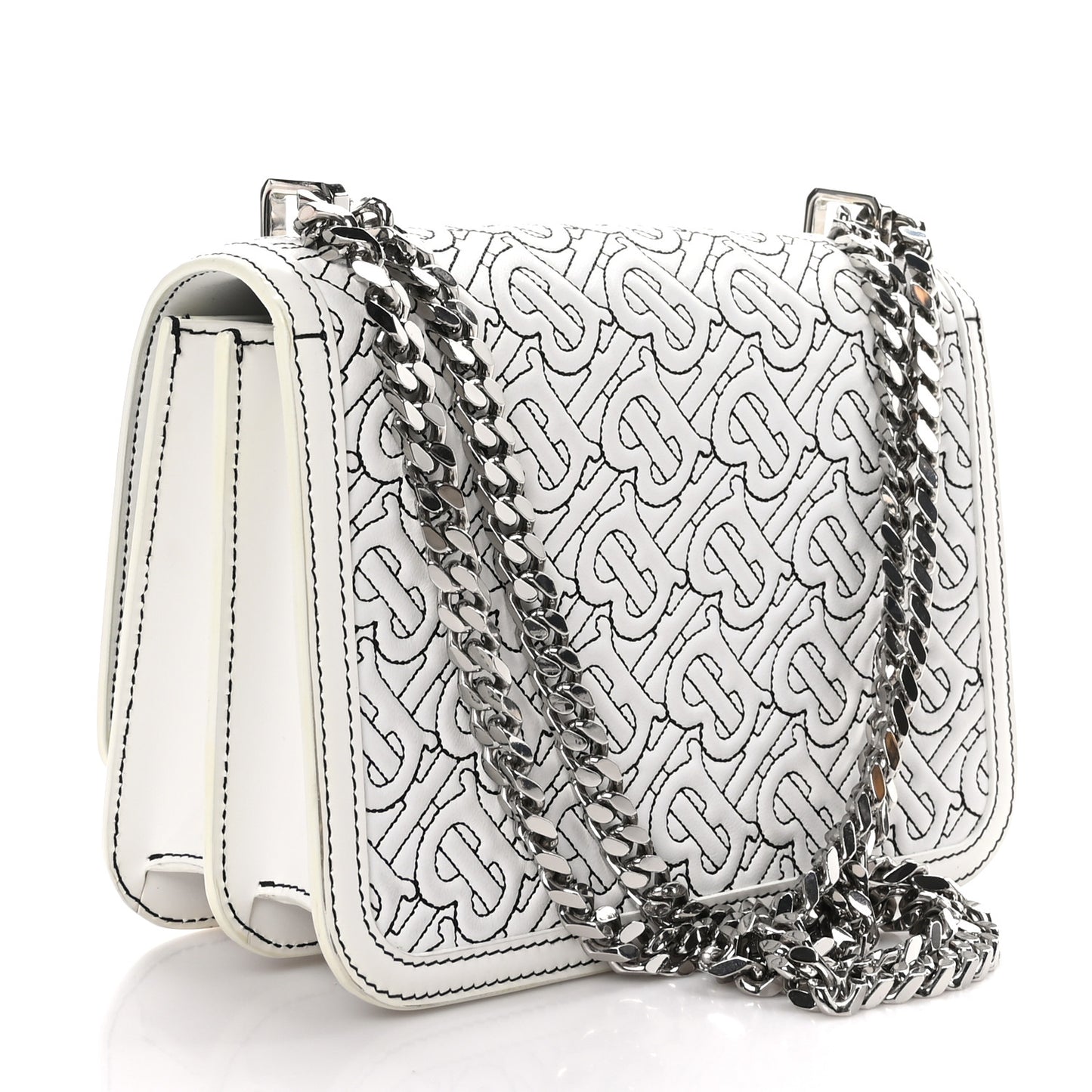 Calfskin Monogram Embossed Small TB Chain Bag Optic White