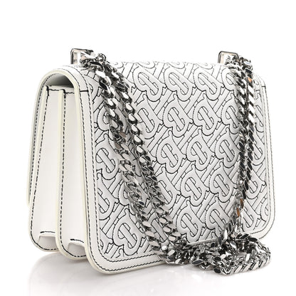 Burberry Calfskin Monogram Embossed Small TB Chain Bag Optic White 3 of 9