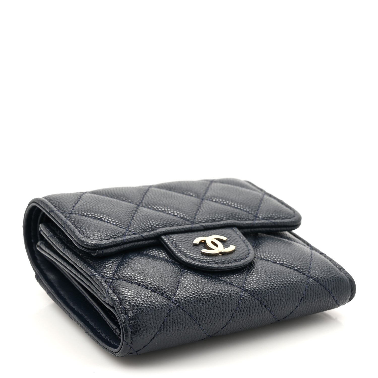Chanel Caviar Quilted Compact Flap Wallet Navy 4 of 11