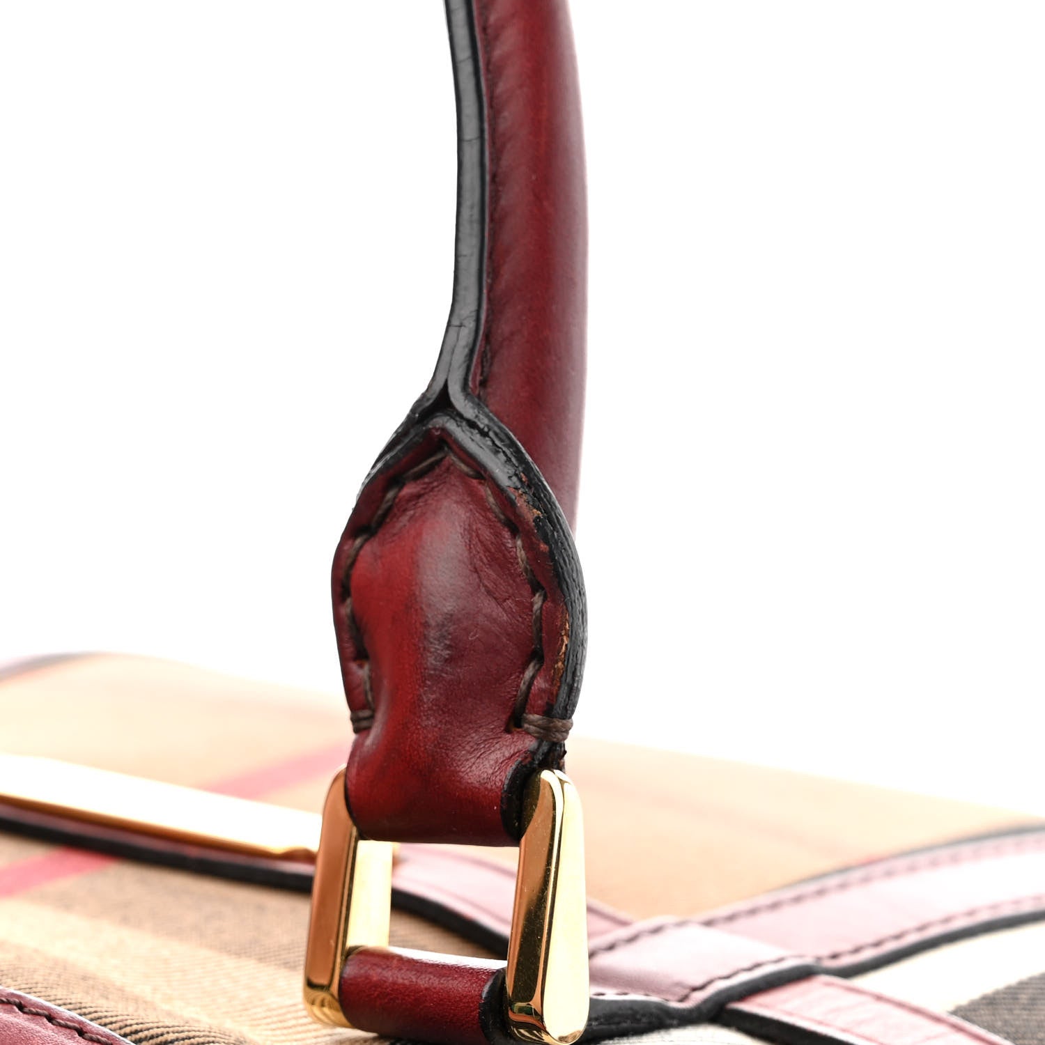 Burberry Bridle Calfskin House Check Small Orchard Bowling Bag Deep Claret 14 of 14