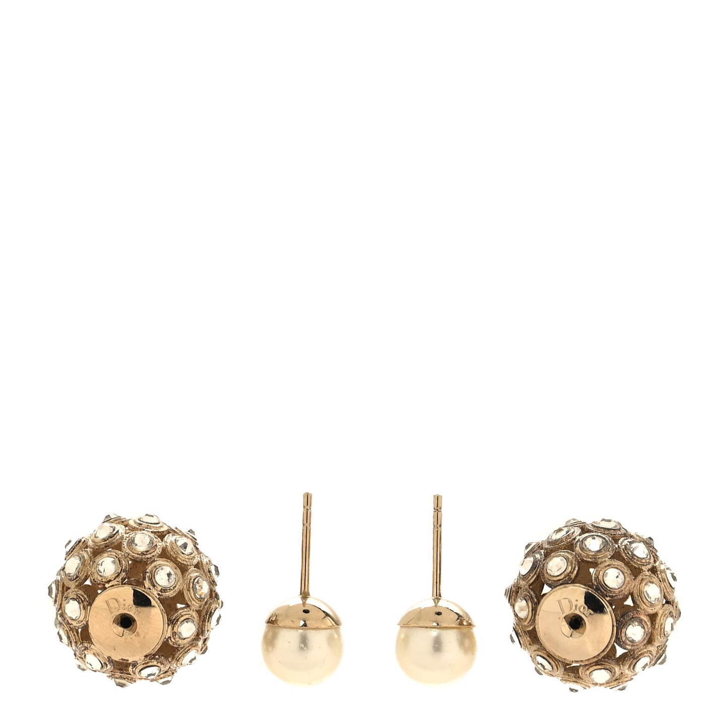 Crystal Pearl Dior Tribales Earrings Gold