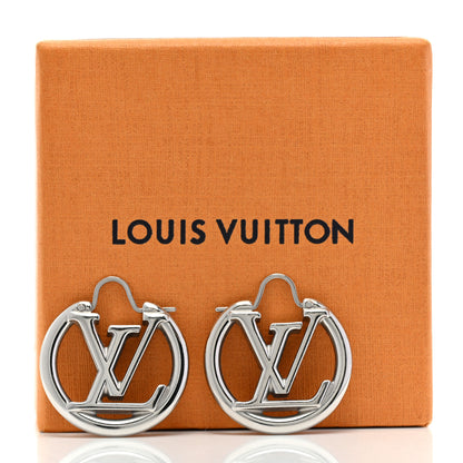 Louis Vuitton Palladium Small Louise Hoop Earrings Silver 5 of 5