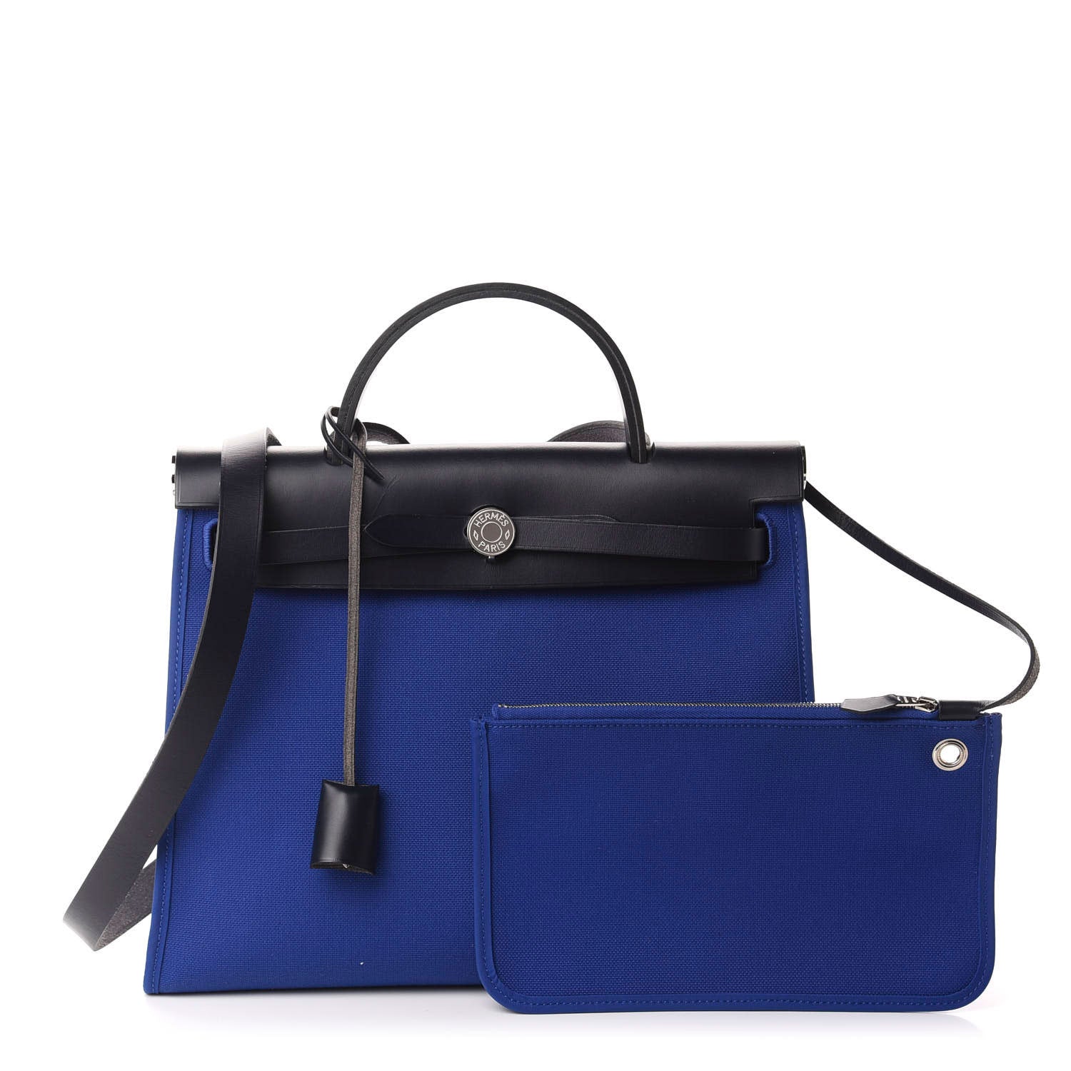 Hermes Toile Vache Hunter Herbag Zip 31 PM Bleu Electrique Bleu Indigo 2 of 18