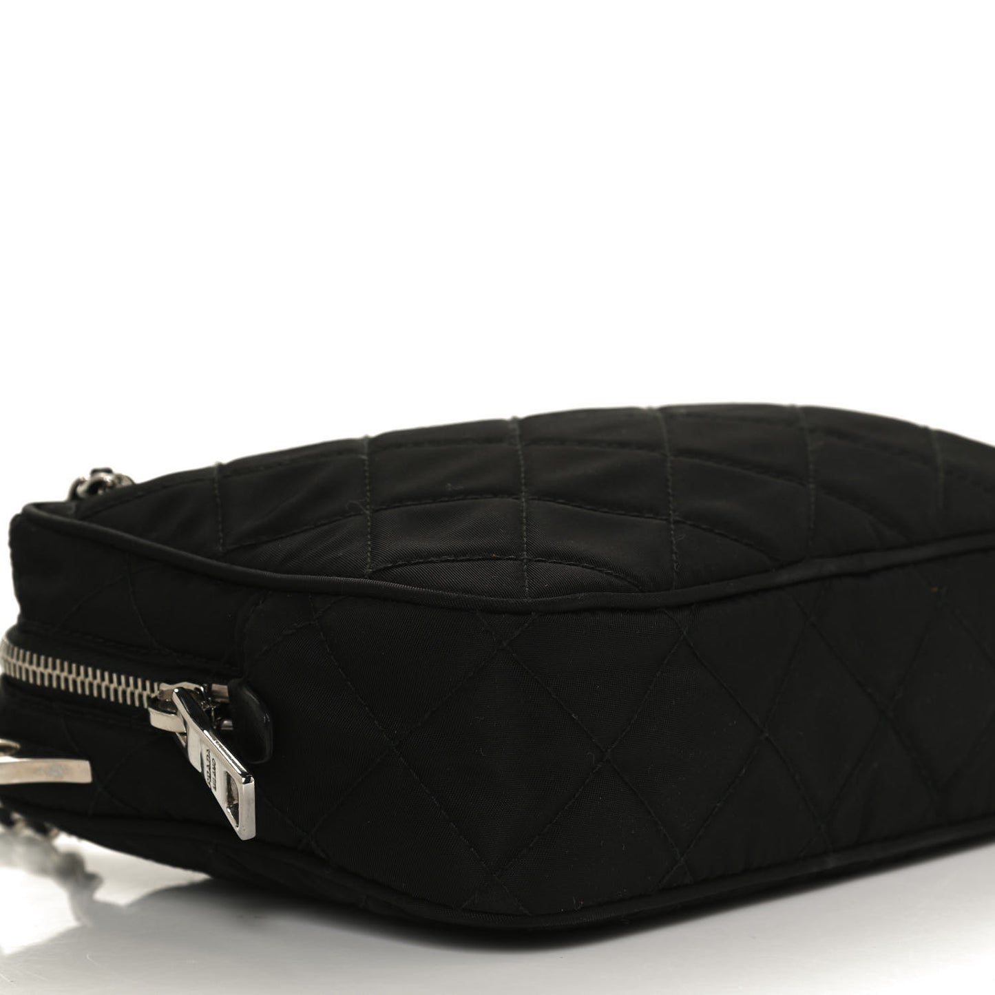 Nylon Tessuto Impuntu Quilted Bandoliera Crossbody Bag Black