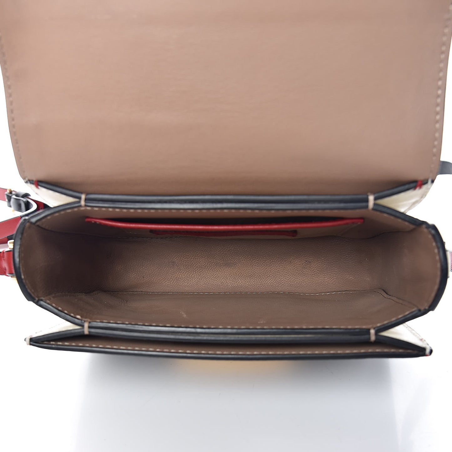 Calfskin Mini Rivet Colorblock Shoulder Bag Black Red