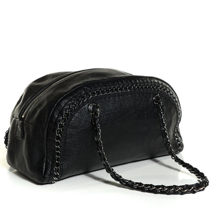 Chanel Metallic Deerskin Luxe Ligne Medium Bowler Black 3 of 7