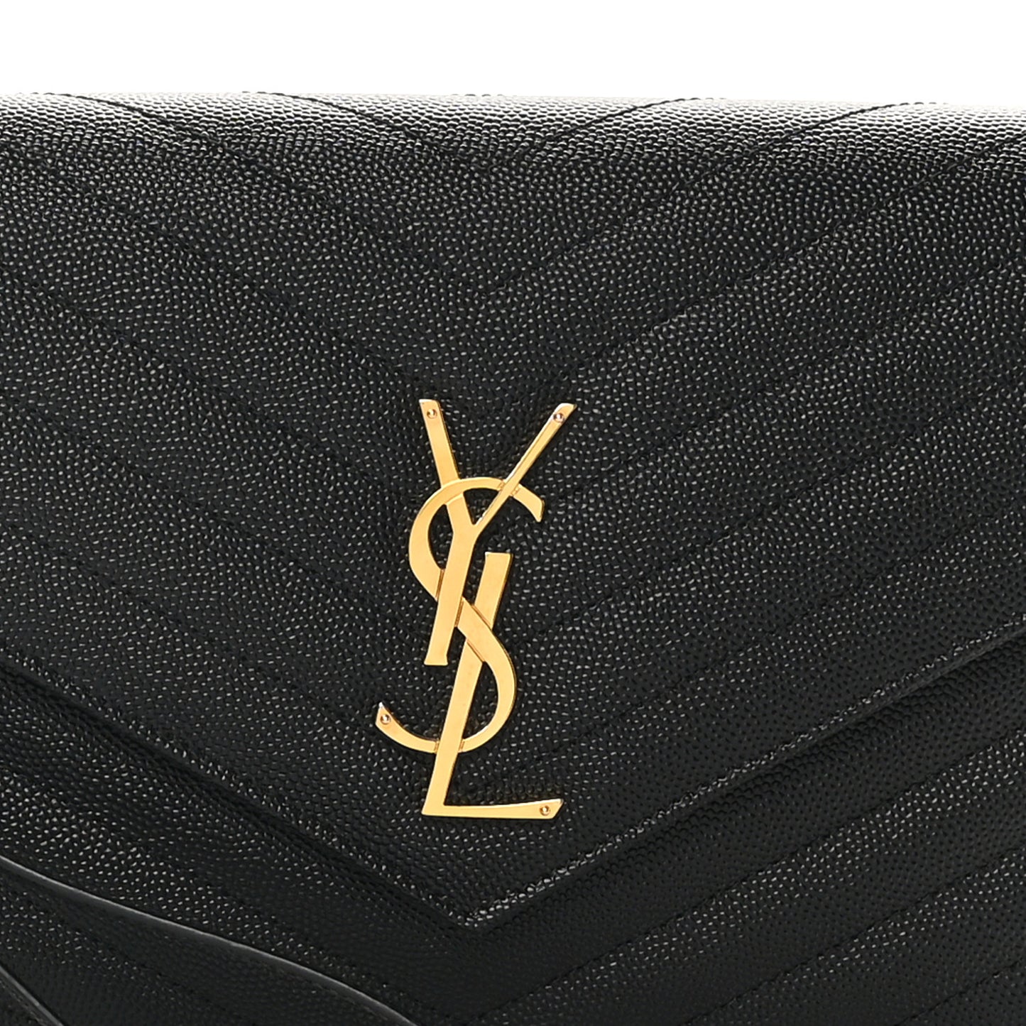 Grain De Poudre Matelasse Chevron Monogram Envelope Clutch Black