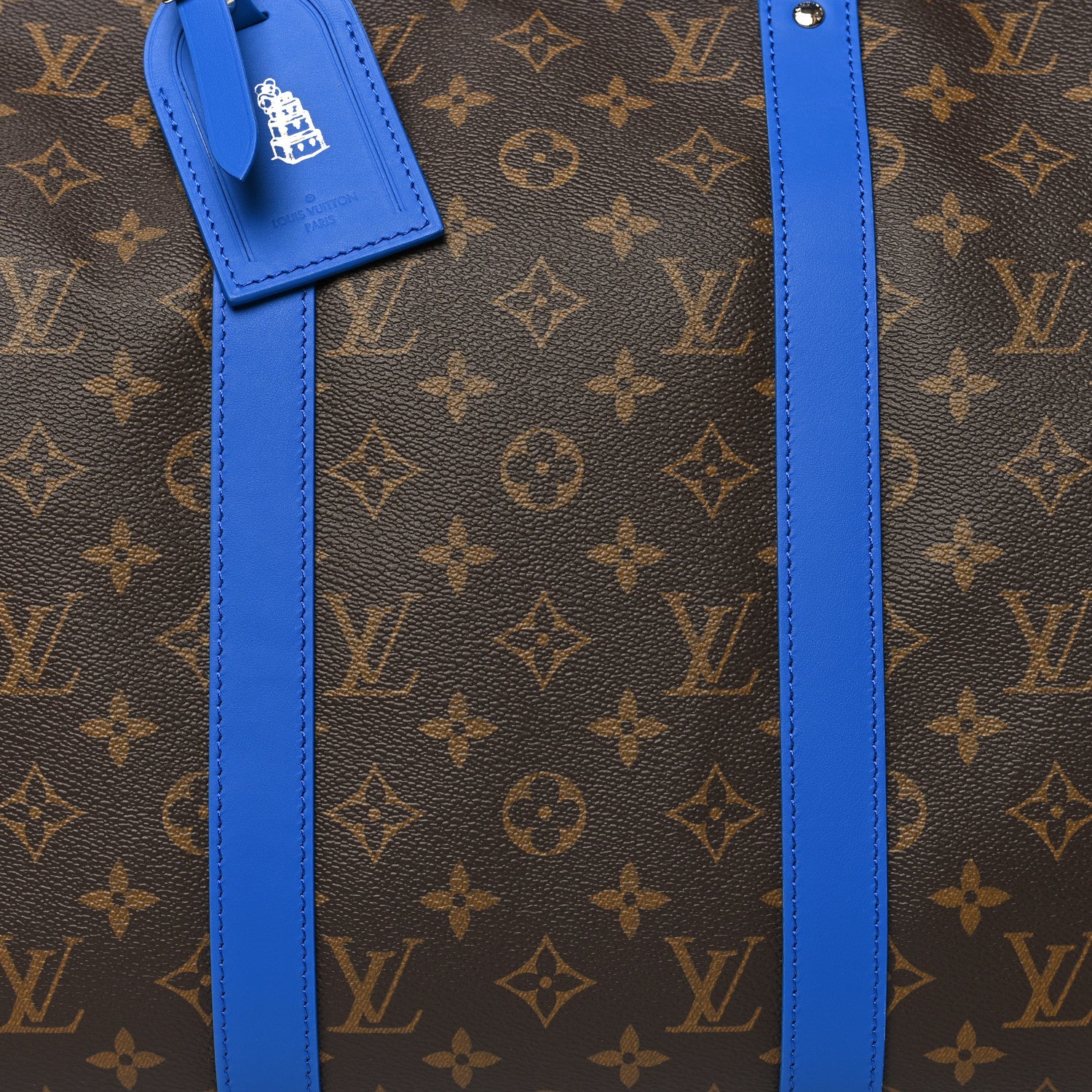Louis Vuitton Monogram Macassar Keepall Bandouliere 50 Blue 6 of 10