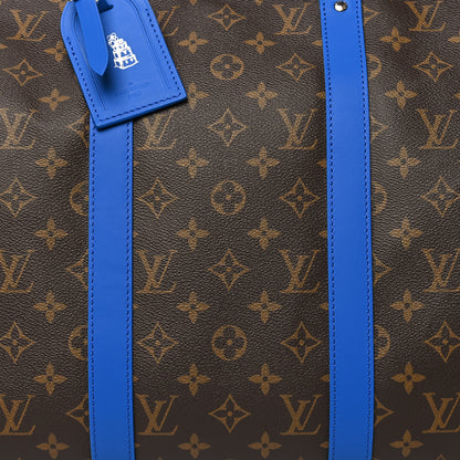 Louis Vuitton Monogram Macassar Keepall Bandouliere 50 Blue 6 of 10