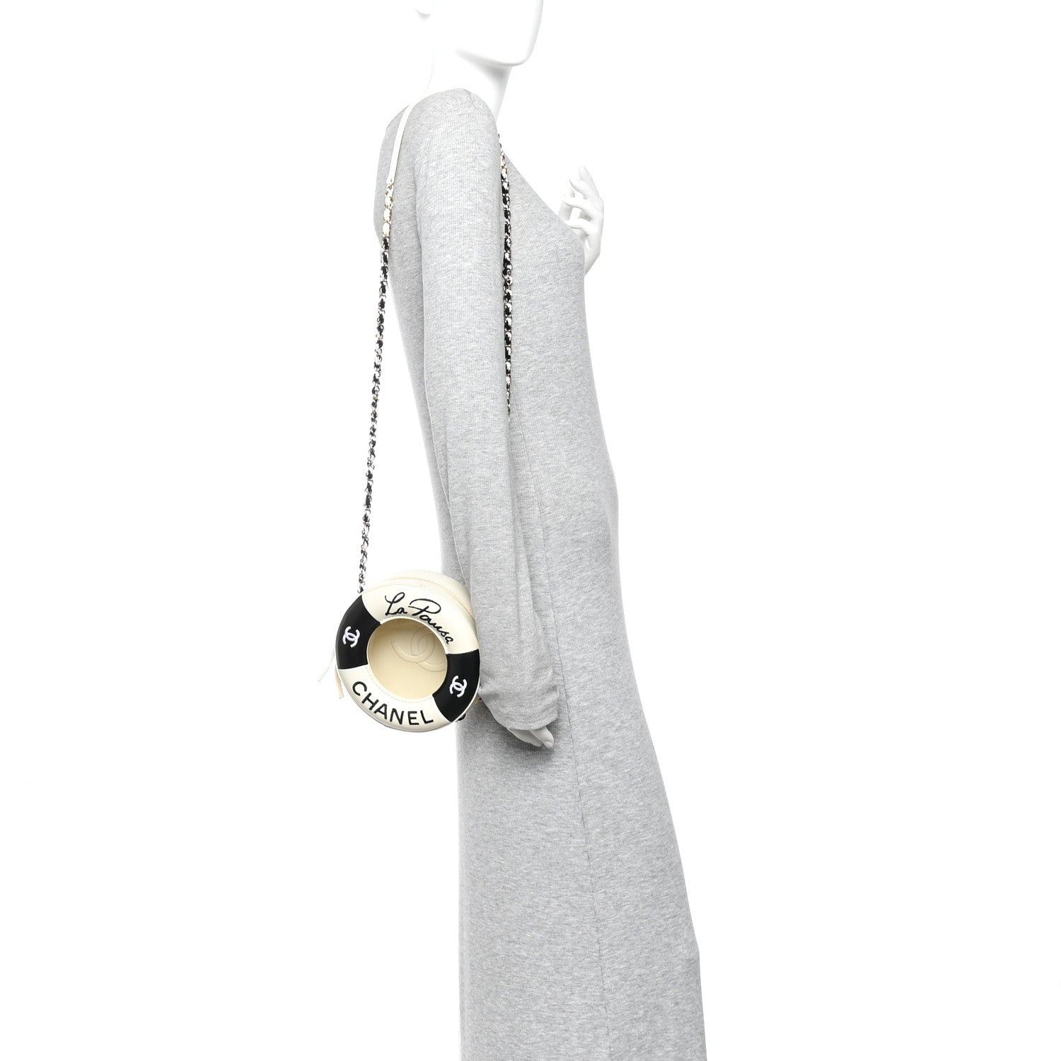 Chanel Lambskin Coco Lifesaver Round Bag Black White 2 of 12