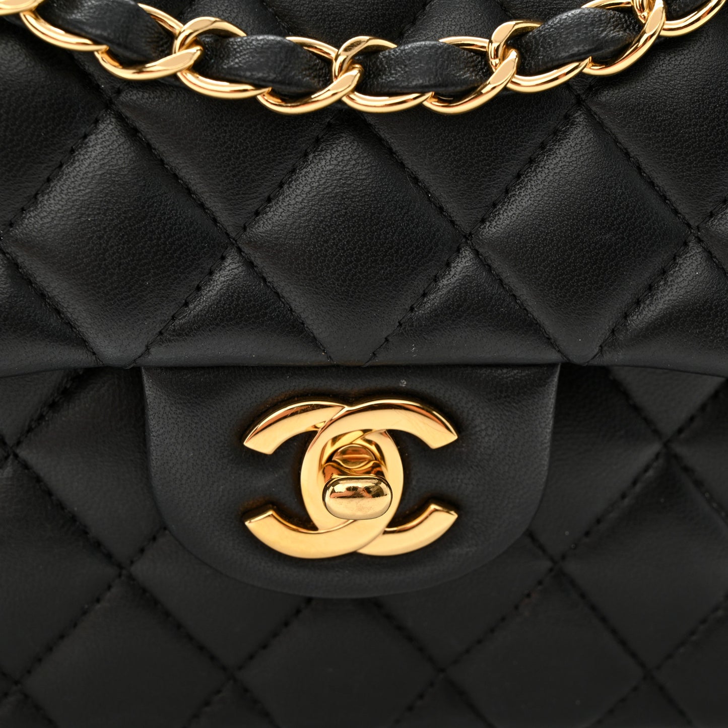 Lambskin Quilted Small Double Flap Black