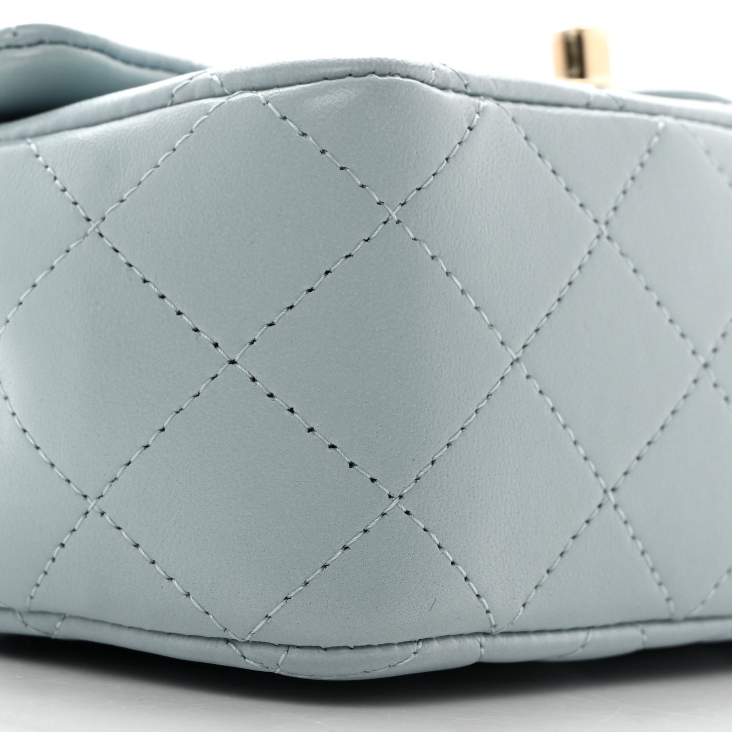 Lambskin Quilted Mini Top Handle Rectangular Flap Light Blue