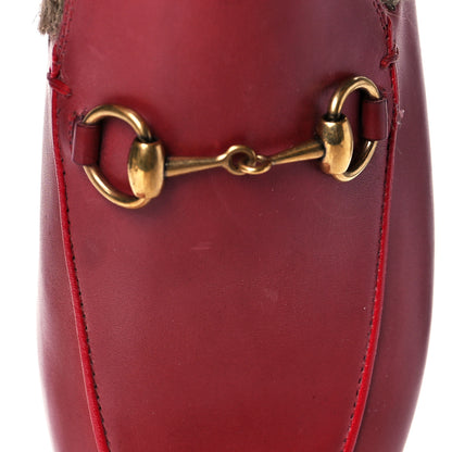 Gucci Betis Glamour Calfskin Fur Womens Princetown Slippers 36 Hibiscus Red Naturale 9 of 10