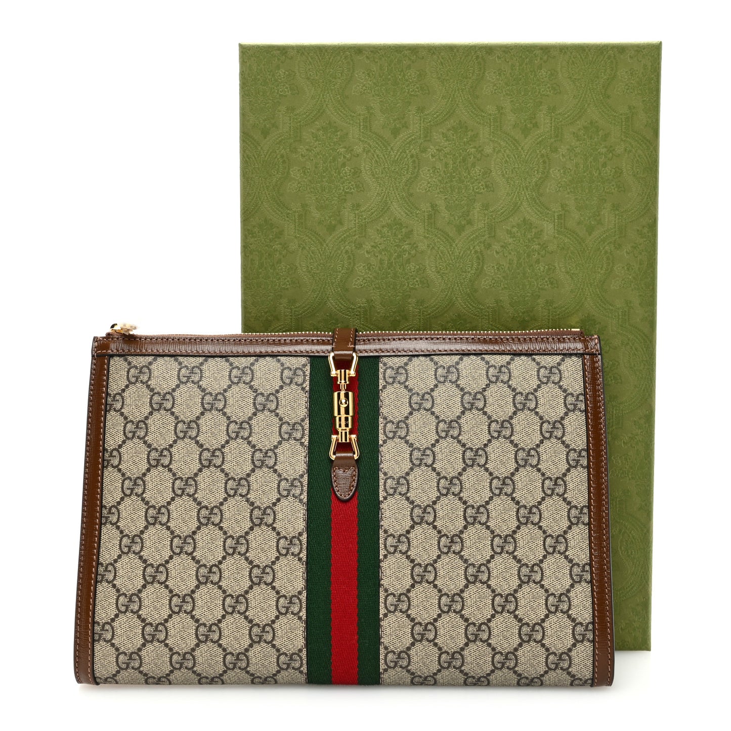 GG Supreme Monogram Large Jackie 1961 Pouch Brown
