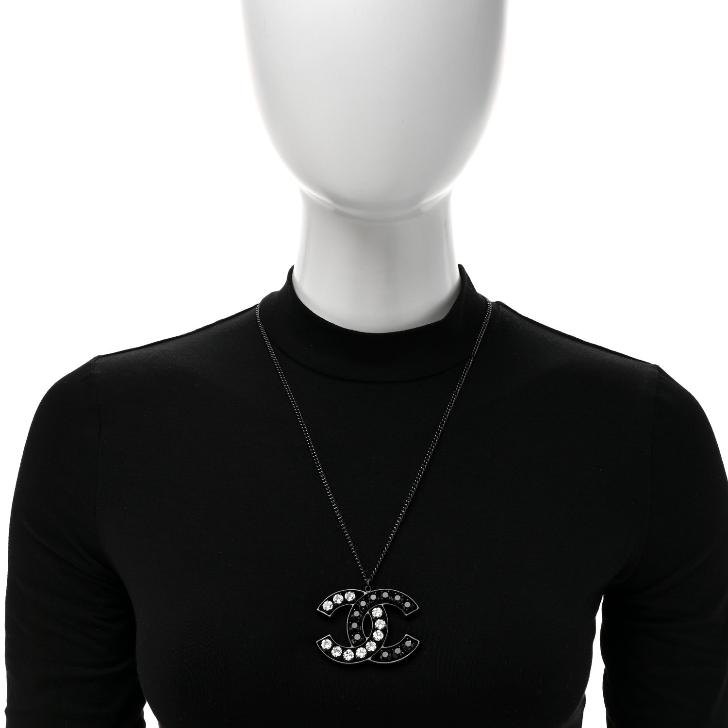 Chanel Ruthenium Crystal CC Necklace Black 2 of 5