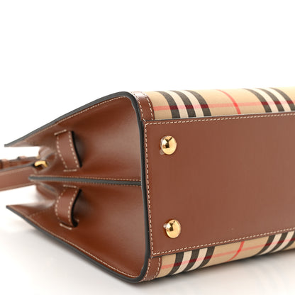 Burberry Calfskin Vintage Check Mini Two Handle Title Bag Archive Beige 9 of 10