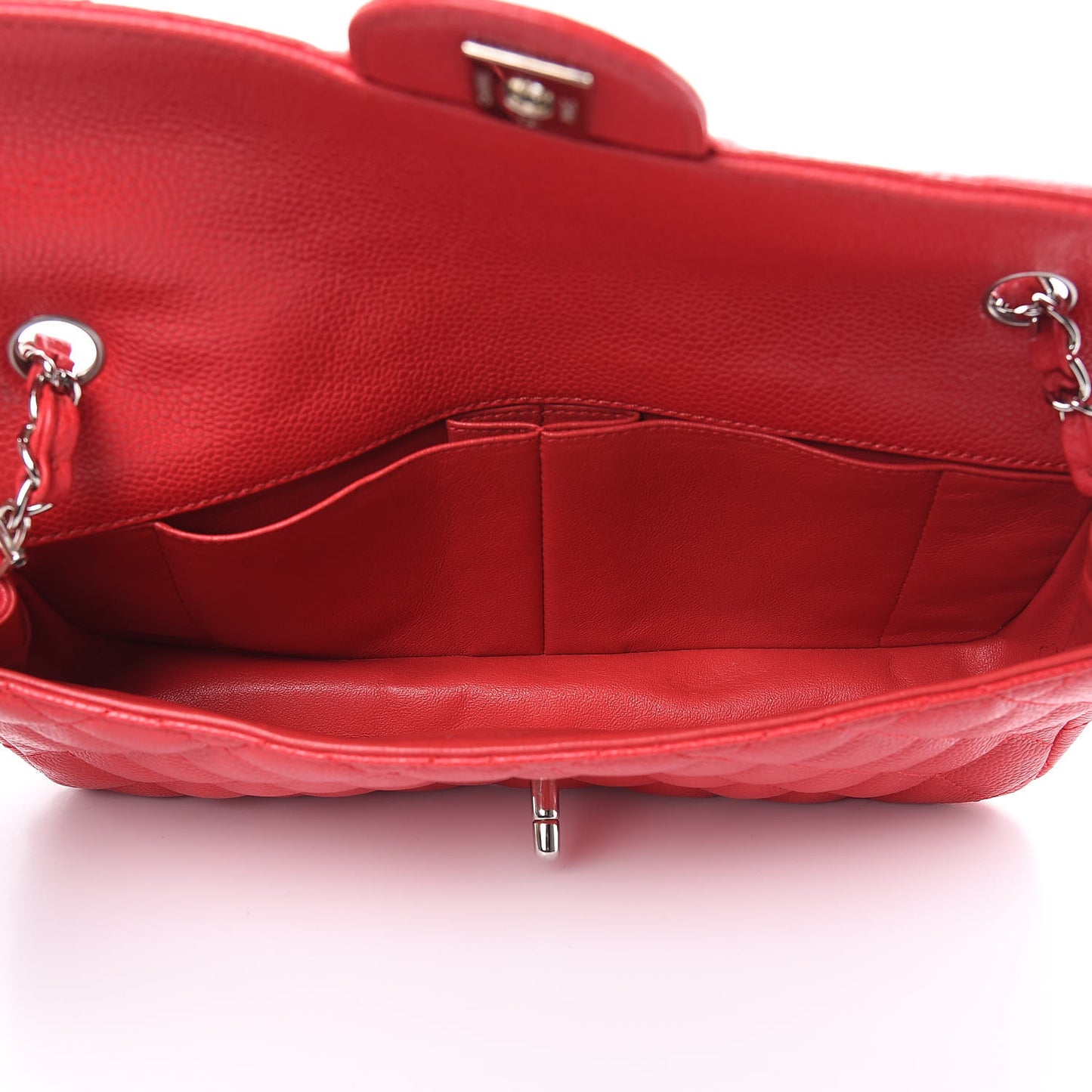 Caviar Quilted East West Flap Red