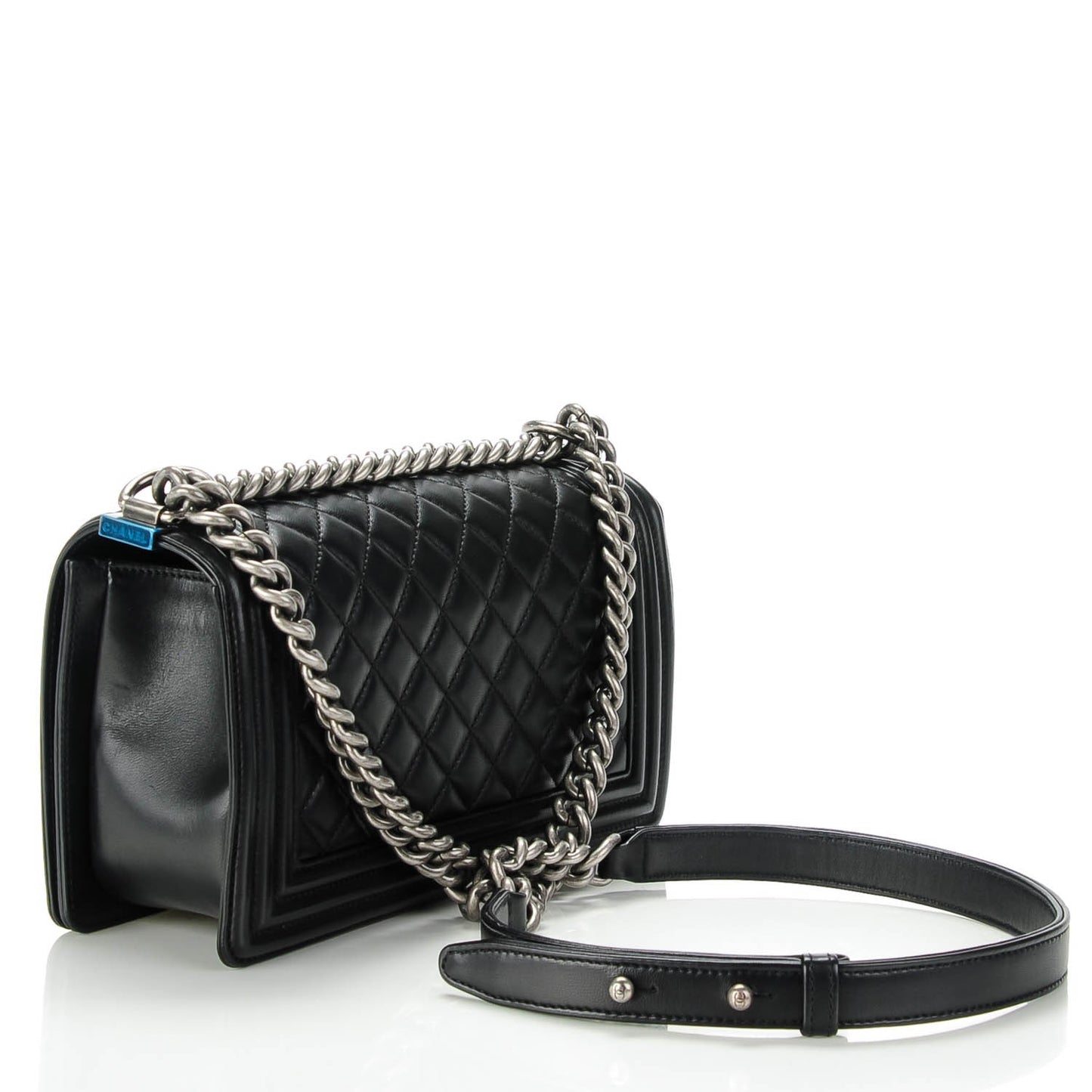 Lambskin Quilted Medium Boy Flap Black