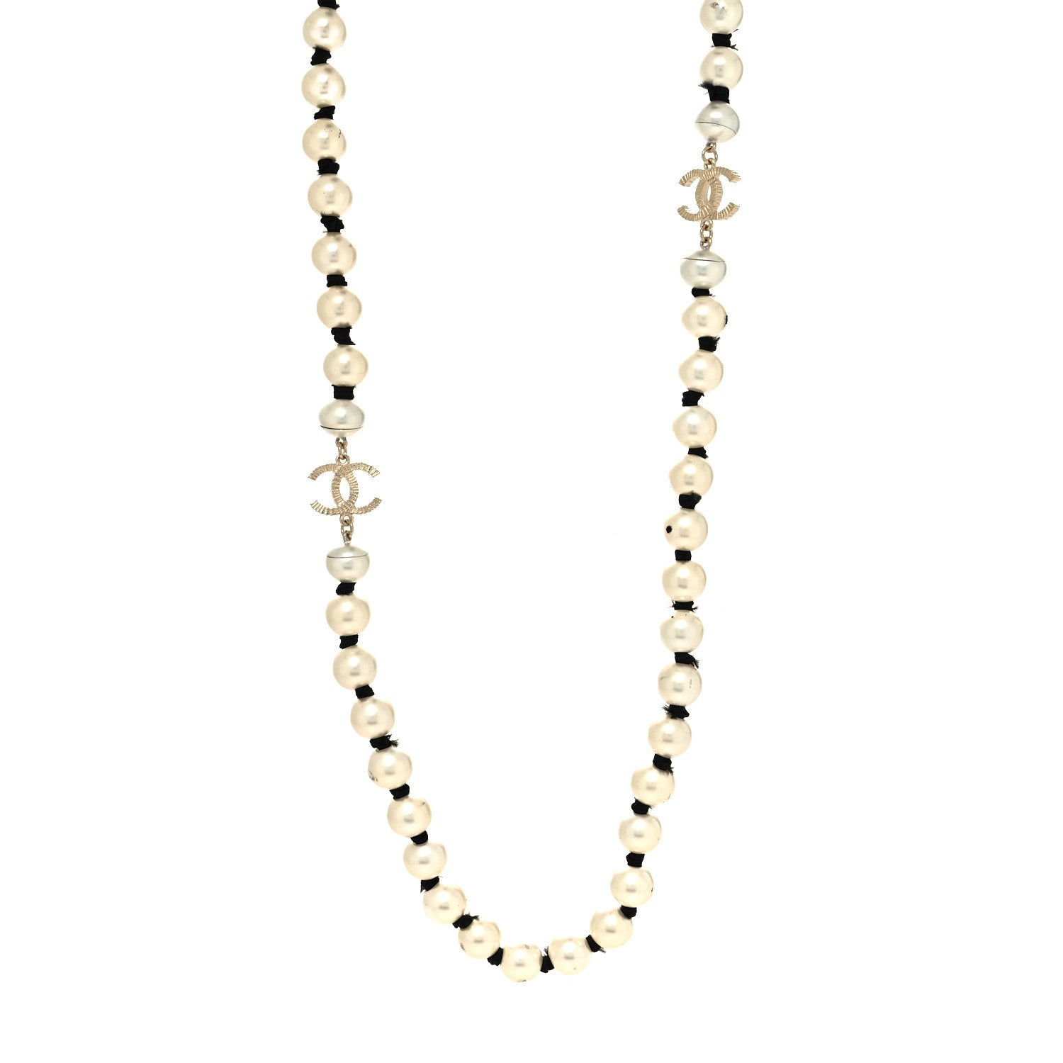 Chanel Pearl Grosgrain CC Long Necklace Gold 2 of 6