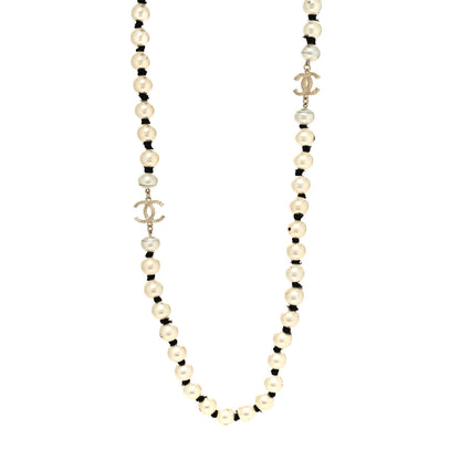 Chanel Pearl Grosgrain CC Long Necklace Gold 2 of 6