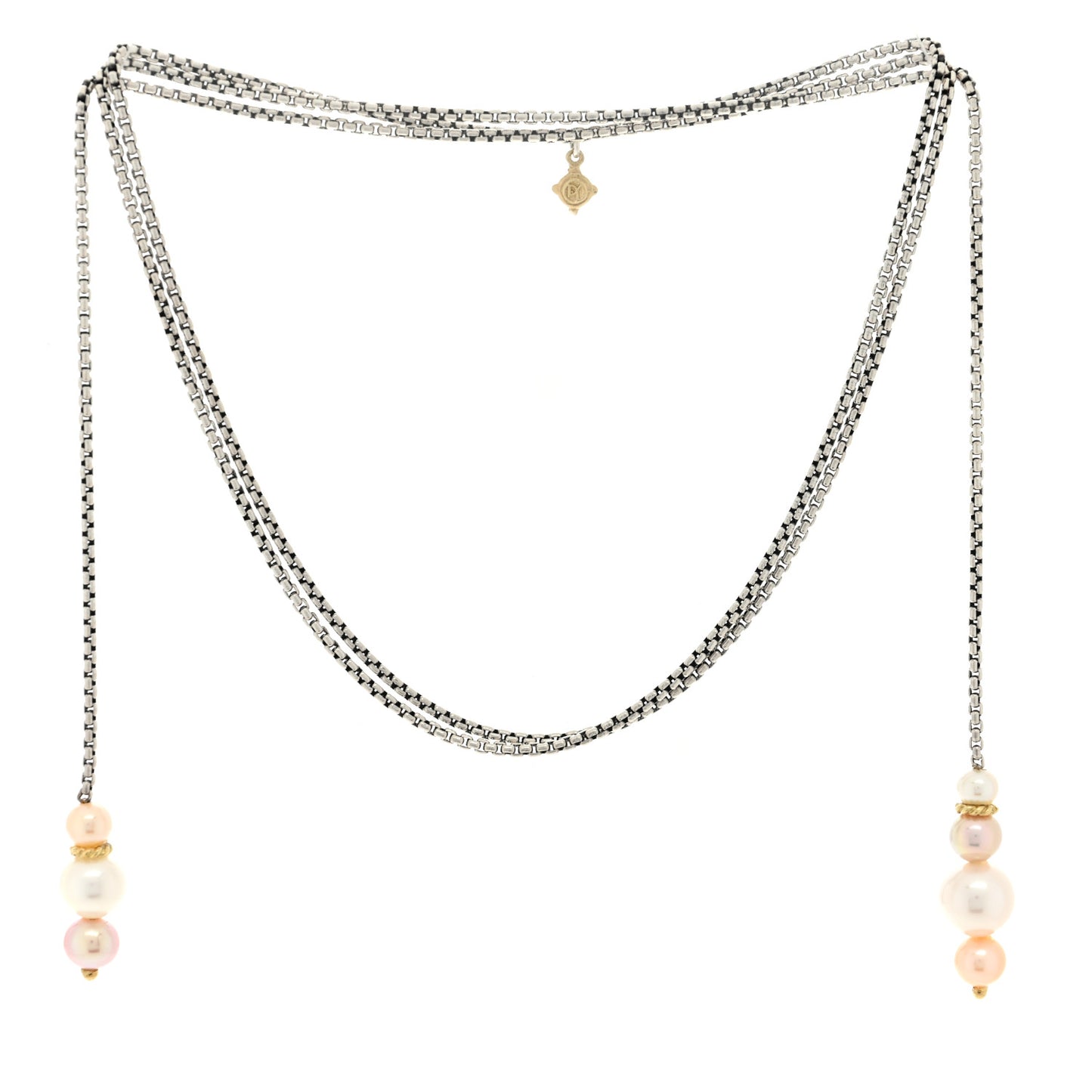 Sterling Silver 18K Yellow Gold Pearl Lariat Necklace