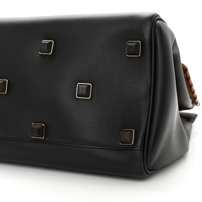 Salvatore Ferragamo Calfskin Woven Large Studio Top Handle Bag Tan Black 9 of 12