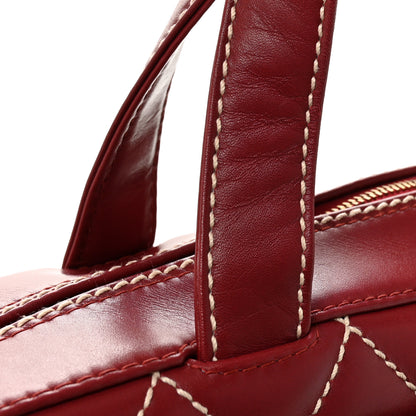Chanel Calfskin Contrast Stitch Surpique Bowler Red 11 of 12