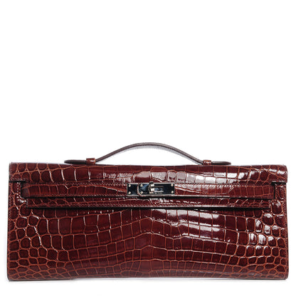 Hermes Shiny Niloticus Crocodile Kelly Cut Pochette Terre 1 of 9