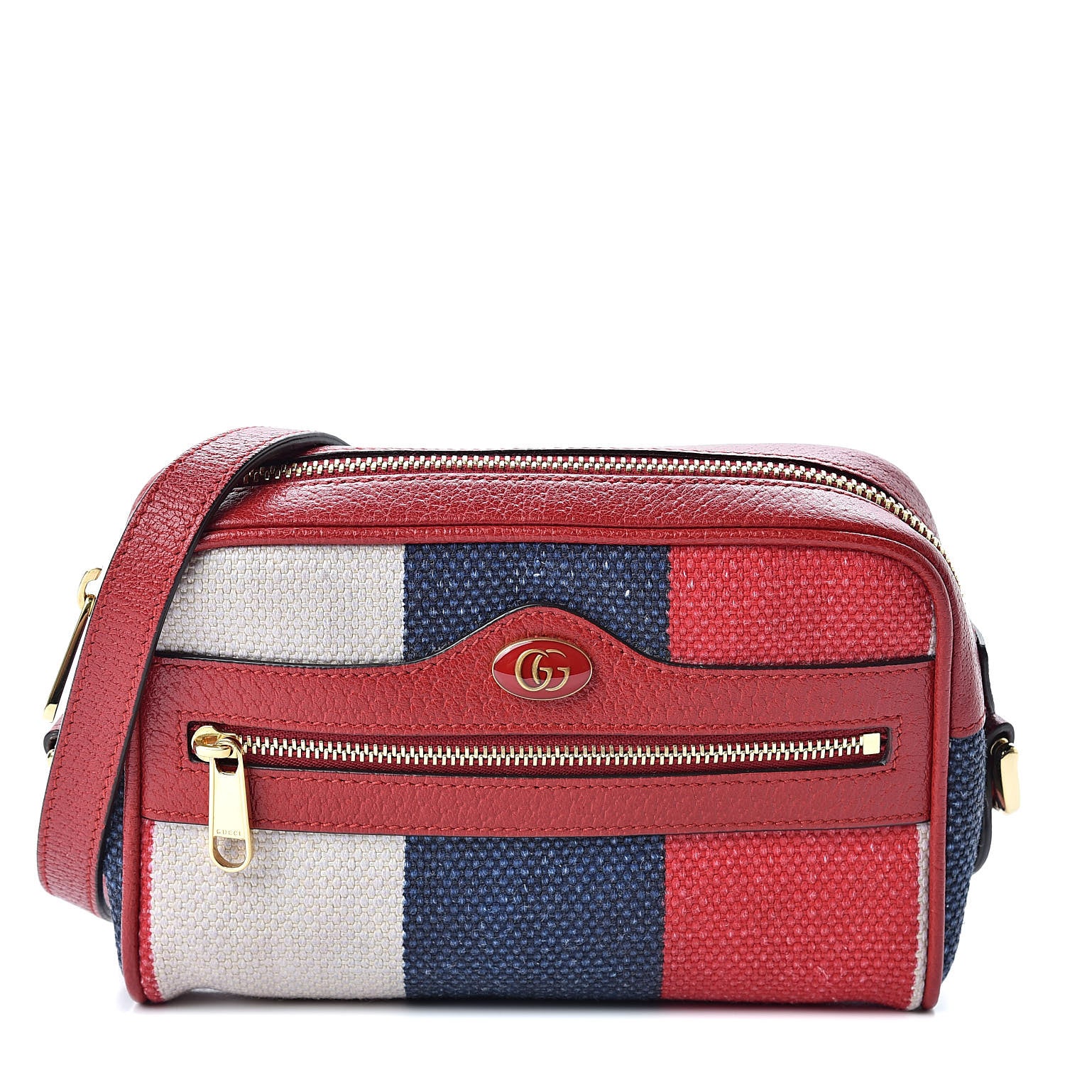 Gucci Canvas Sylvie Stripe Mini Ophidia Camera Bag Mystic White Hibiscus Red Maritime 1 of 10