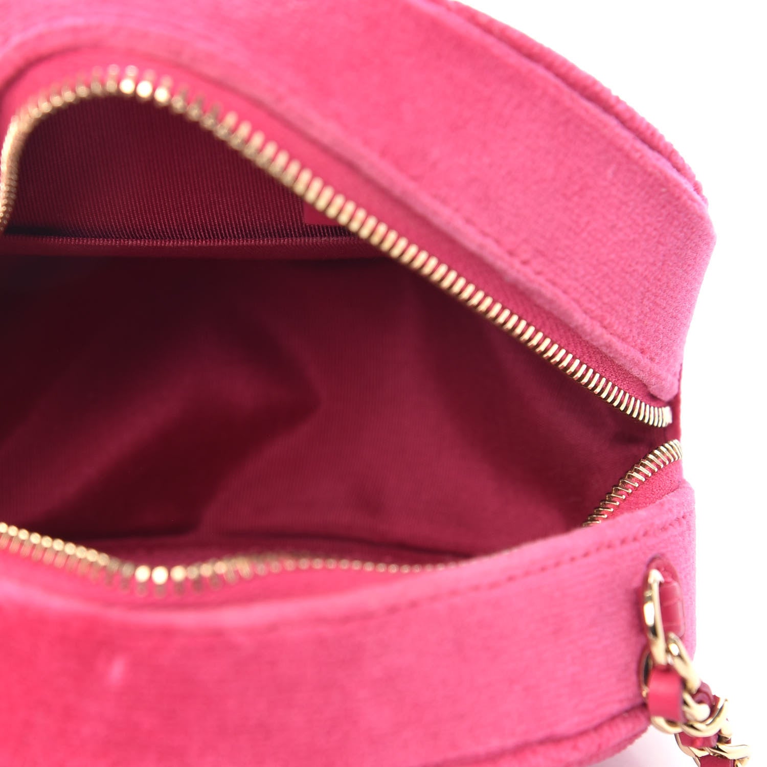 Chanel Velvet Round Quilted Pearl Crush Clutch With Chain Pink 5 of 10